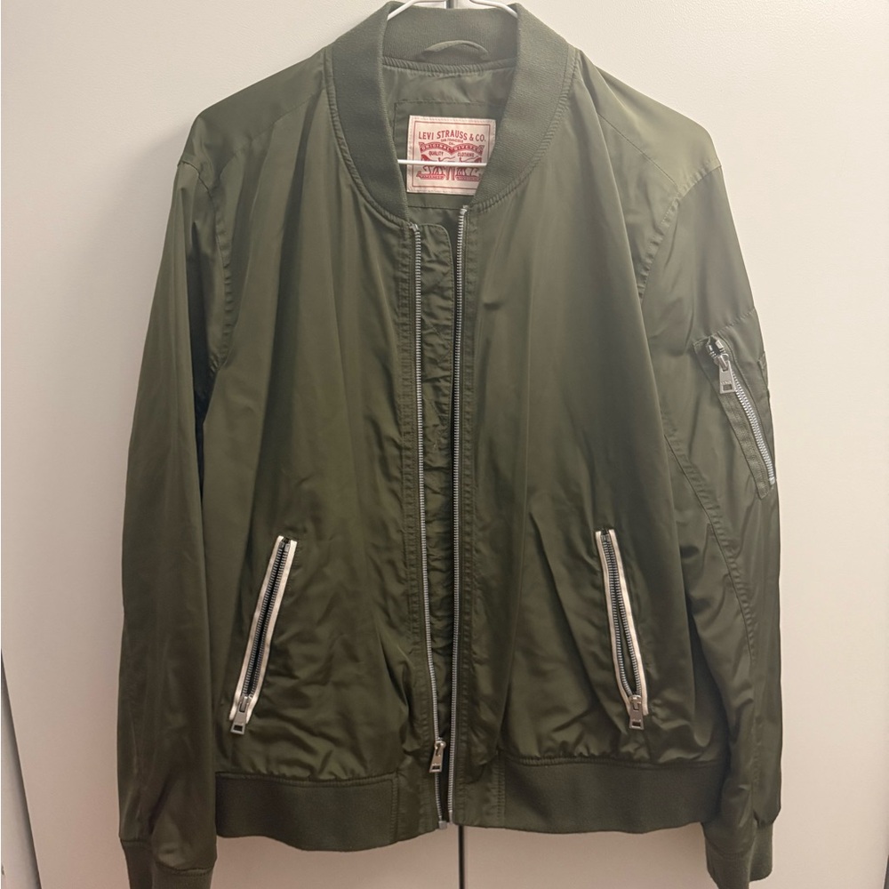 Levi's MA-1 Satin Army Green Bomber Jacket